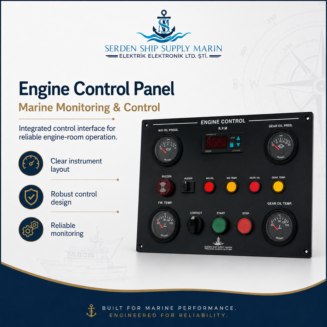 Serdenship Engine Control Panel - Gemi Ana Makine Kontrol Paneli
